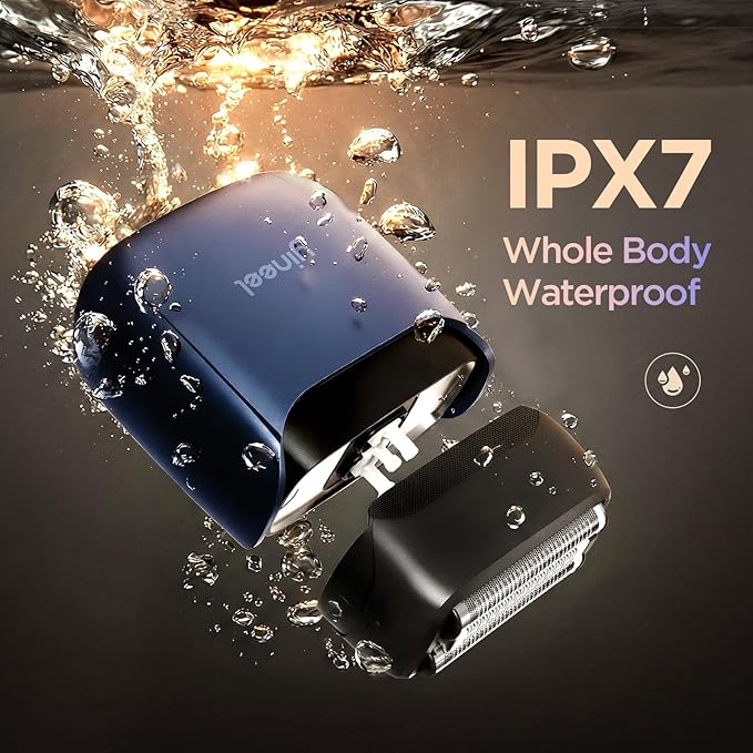 Yineel VT100 Electric Foil Shavers for Men Pocket-Sized with Case Mini Electric Razor for Close Face Shaver 3 Floating Blades IPX7 Waterproof &amp Travel-Friendly/Home Use Gifts for Men Blue