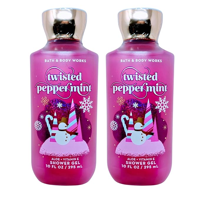 Bath &amp Body Works Shower Gel Gift Set of 2 10oz Each (Twisted Peppermint)