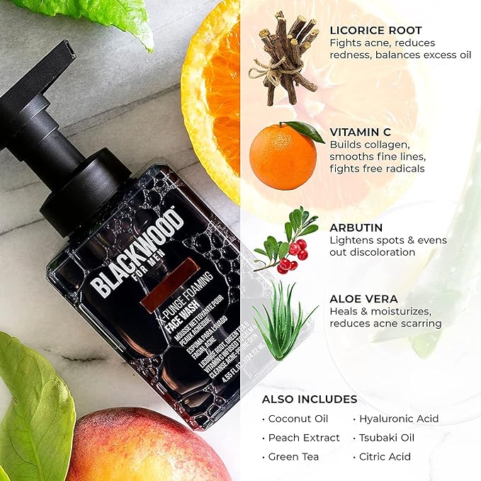 BLACKWOOD FOR MEN Workout Warrior Recovery Set including Active Men Shampoo Pure Moisture Body Wash X-Punge Foaming Face Wash - Natural Vegan Formula