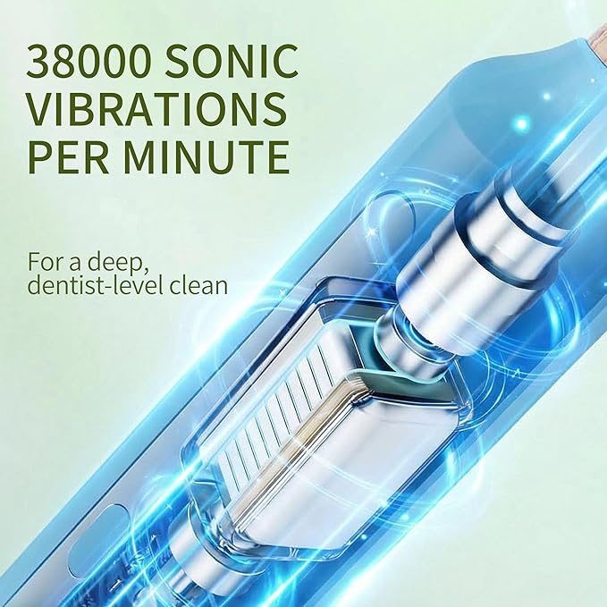 Bamboo Electric Toothbrush丨Rechargeable Electric Toothbrush with 4 Bamboo Heads Soft Castor Oil Bristles5 Moedes&amp3 Intensities 45 Days Battery Life IPX7 Waterproof-Light Blue