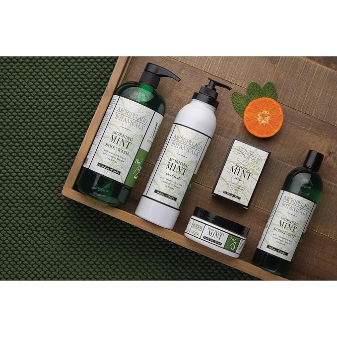 Archipelago Botanicals Morning Mint Body Wash Moisturizing Body Wash for Dry and Sensitive Skin Invigorating Shower Gel Free from Parabens Phthalates and GMOs (33 oz)