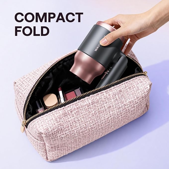 Wavytalk Portable Hair Dryer with Diffuser Foldable Mini Hair Dryer with Lightweight Design 1600W Small Hair Blow Dryer with Diffuser for Curly Hair Fast Drying Rose Pink
