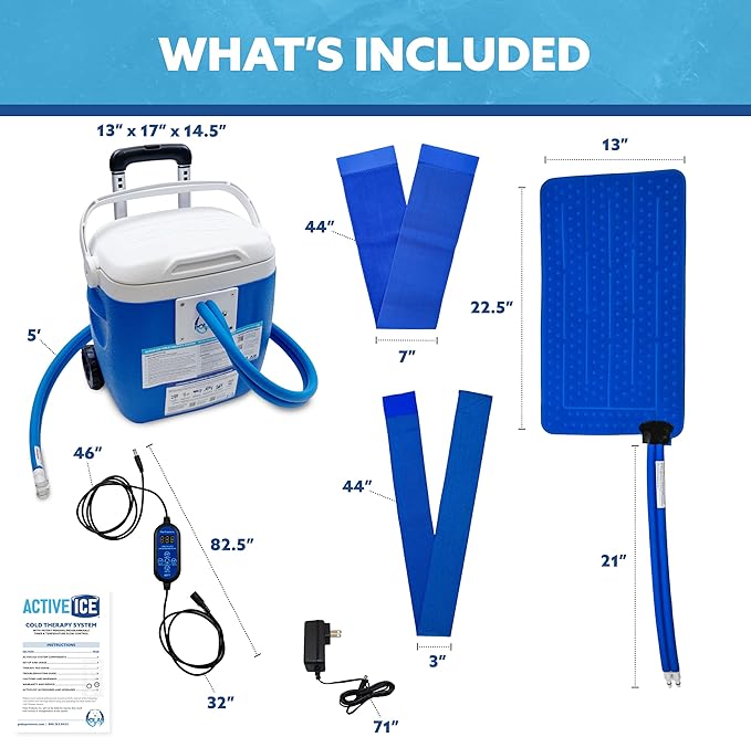 Polar Active Ice Hip-Extended Coverage Cold Therapy Ice Machine System with 12.5x22.5 Therapy Compression pad Programmable Timer 16 Qt. Cooler Quiet Pump Strong Cryotherapy Pain Relief Treatment