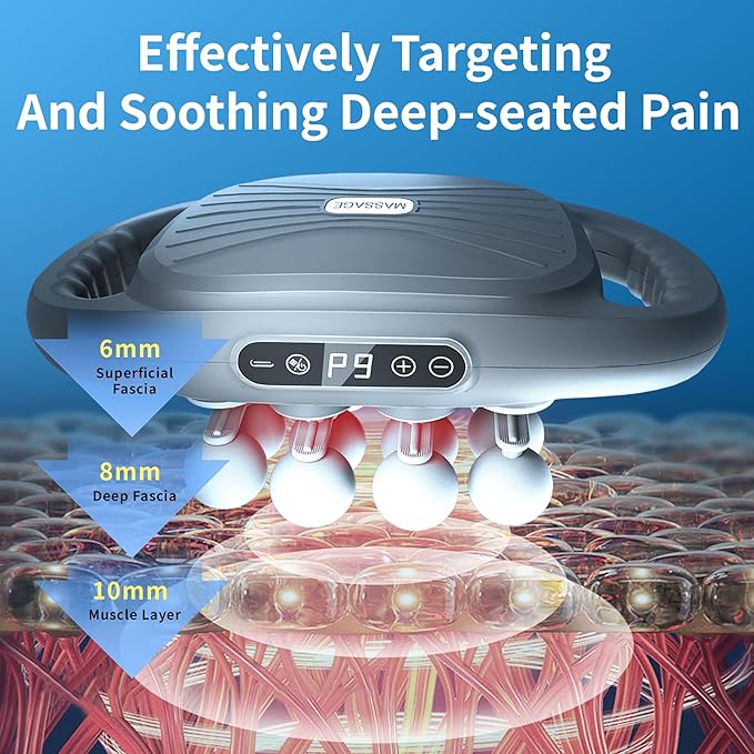 16 Head Massage Gun Deep TissuePercussion Massager for Muscle Relief9 Speeds &amp 9 Intensities Muscle Massage Gun for Shoulders Waist Office Staff