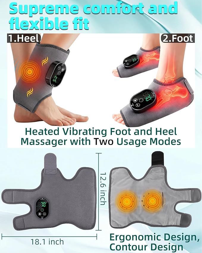 2in1 Ankle and Foot Massager with Heat and VibrationFoot Renew. Cordless Ankle Massager for Blood Circulation and Pain Relief Suitable for Neuropathy Gifts for Mom Dad Men Women（2Pcs）