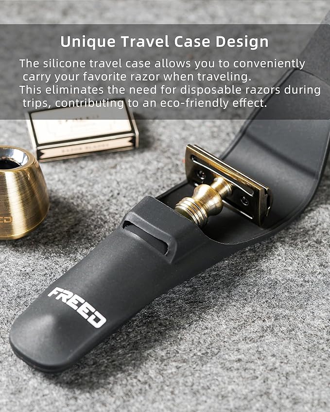 FREED 4-piece Set for Men - Double Edge Safety Razor with alloy handle include 10 count Japanese 6cr13 Stainless Steel blade It's the best gift for men fathersor birthdays (Green)