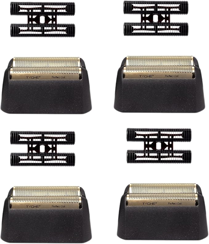 Replacement Foil Professional 5 Star Series Finale Shaver Shaper Super Close and Cutter Bar Assembly Compatible with Wahl Shaver Foil Model 7043-1007031-100 Replacement Heads(4 Pack Gold)