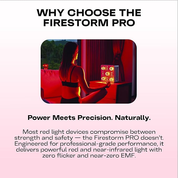 EMR-TEK Firestorm Pro | Red Light Therapy for Face &amp Body | High-Intensity Red &amp Near-Infrared Light Therapy Panel | Zero Flicker Near-Zero EMF &amp Utra-Clean Light Output | Expandable Mod