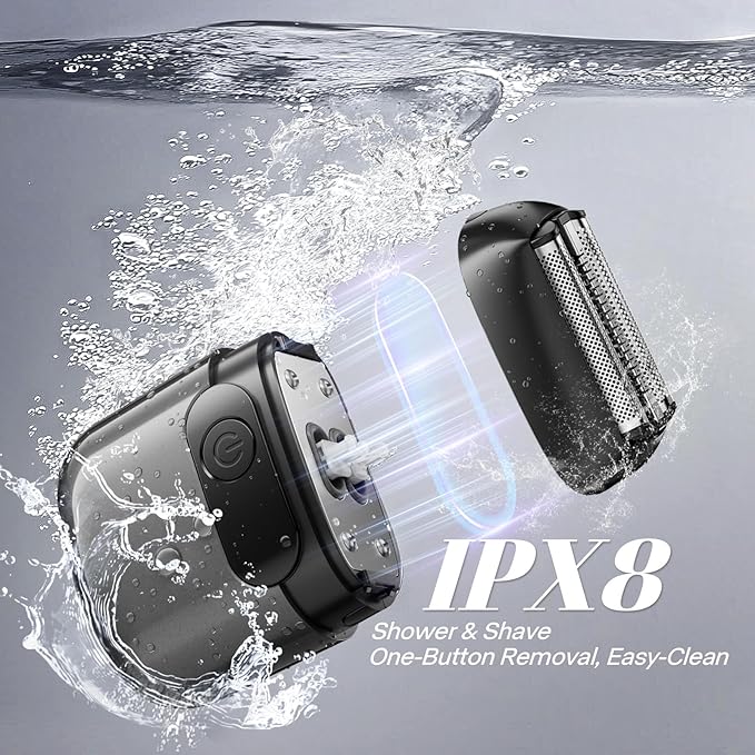 Electric Foil Shaver for Men 3D Floating Blade Razor with LED Display IPX8 Waterproof Wet/Dry Shaver USB-C Quick Charge &amp Travel Lock Includes Cleaning Brush Deep Gray