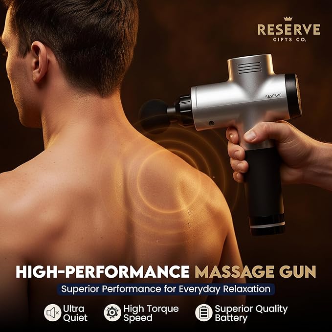 Massage Gun Gift with Carrying Case - Deep Tissue Back Massager for Pain Relief with 6 Percussion Relaxation Heads - Silent Brushless Motor Gift for Wife Mother (White/Pearl)
