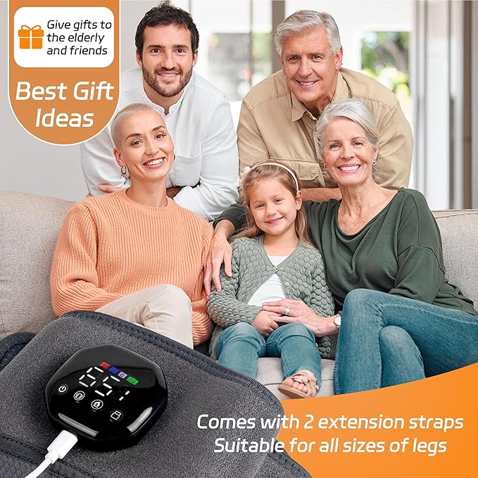 Knee Massager with Heat and Vibration Cordless Heating Pad for Knee 3-in-1 Massager for Knee Shoulder Elbow Portable Washable Heated Knee Brace for Arthritis with 2 Extension Straps