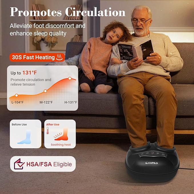 FSA Foot Massager with Heat - HSA Eligible Feet Massager for Plantar Fasciitis &amp Neuropathy Shiatsu Deep Kneading for Foot Pain Relief Gifts for Women Mom