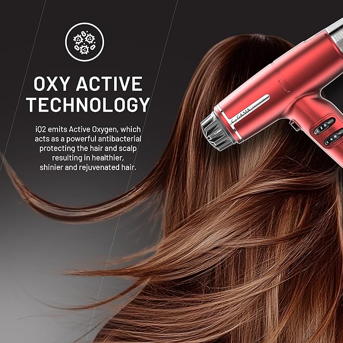 GA.MA iQ LITE Perfetto Hair Dryer with 110000 RPM Intelligent Brushless Motor Dual Filter Oxy-Active Technology Red