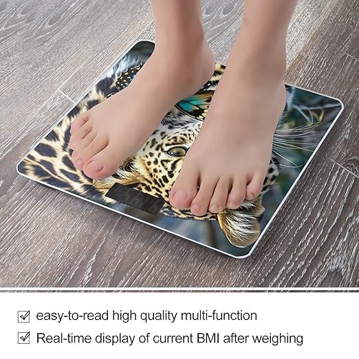 Leopard and Butterfly Scale for Body Weight Smart Scales Digital Bathroom Scale High Precision Weighing Scales with Large Display Weighing Machine for People