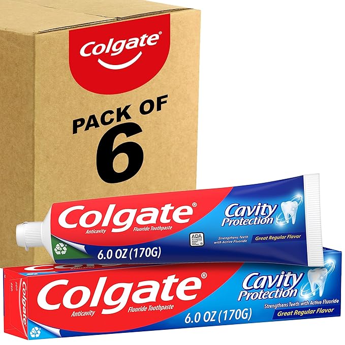 Colgate Total Mouthwash Alcohol Free Mouthwash Peppermint 33.8 Ounce 3 Pack &amp Cavity Protection Toothpaste with Fluoride Great Regular Flavor 6 Ounce