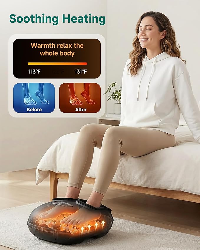Snailax Shiatsu Foot Massager with Heat Deep Kneading Compression Vibration Electric Feet Massage Machine for Plantar FasciitisNeuropathyFoot WarmerRemote ControlSize 13Mother's Day Gifts
