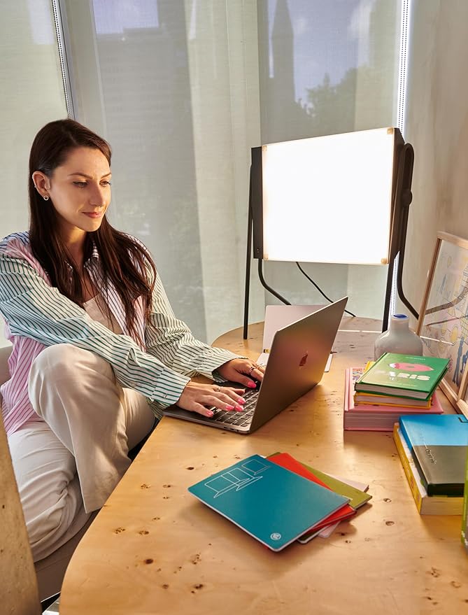 Northern Light Technologies Boxelite OS - 10000 Lux Light Therapy Lamp - Full Spectrum Adjustable Lightbox Therapy Light for Natural Mood and Energy Enhancement Sunlight Desk Lamp Black