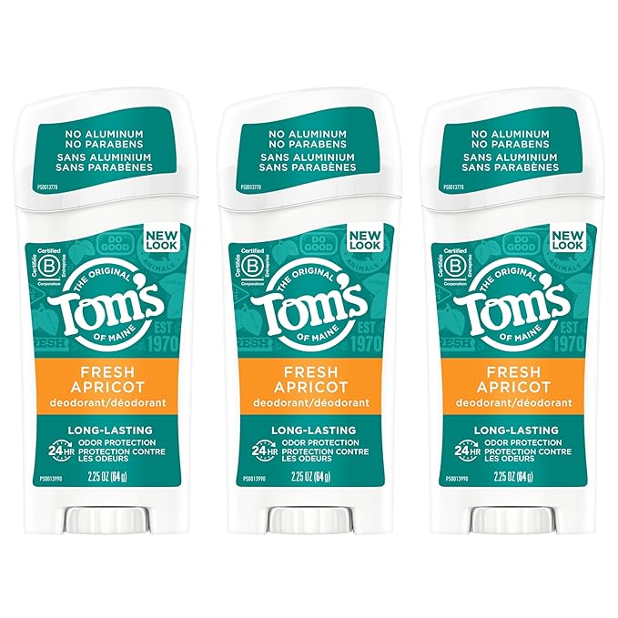 Tom's of Maine Long-Lasting Aluminum-Free Natural Deodorant for Women Fresh Apricot 2.25 oz. 3-Pack (Packaging May Vary)