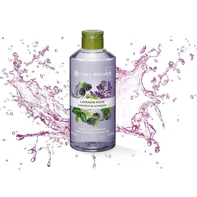 Yves Rocher Sensual Energizing Relaxing Bath Shower Gel Natural Organic 400 ml (Lavandin BlackBerries)
