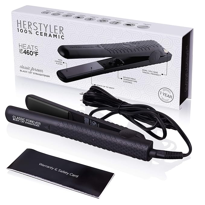 Herstyler Forever Straightening Flat Iron Ceramic Hair Straightener and Herstyler Grande Ceramic Curling Iron - 1 inch Set