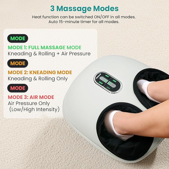 Nekteck Shiatsu Foot Massager Machine with Soothing Heat FSA Eligible Air Compression Deep Kneading Therapy HSA Massage Tools Improve Blood Circulation Foot Wellness Fits Size Up to US 13