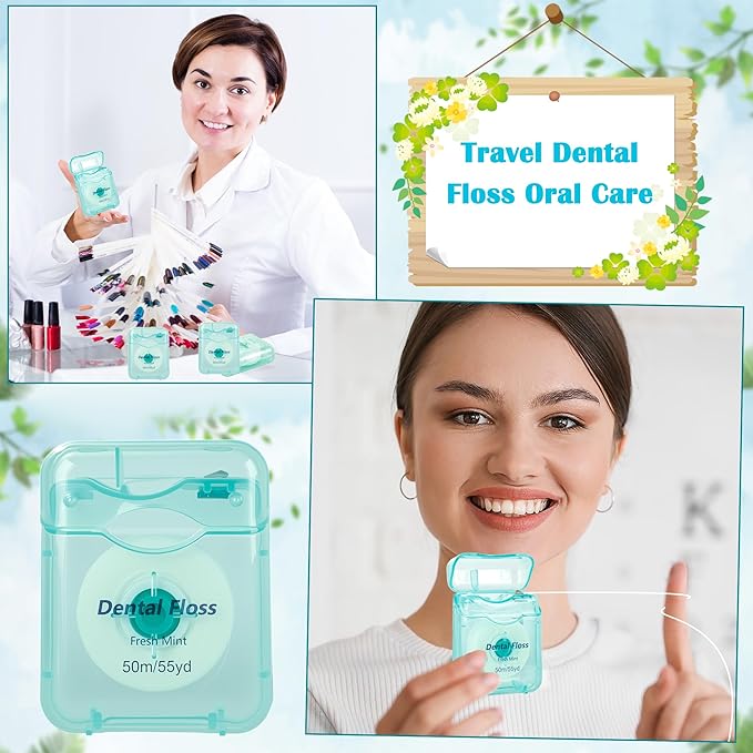 70 Pack Mini Dental Floss Bulk Mint Flavored Travel Glide Dental Floss Oral Care with Portable Cases for Teeth Adults 164 Ft/ 50 M