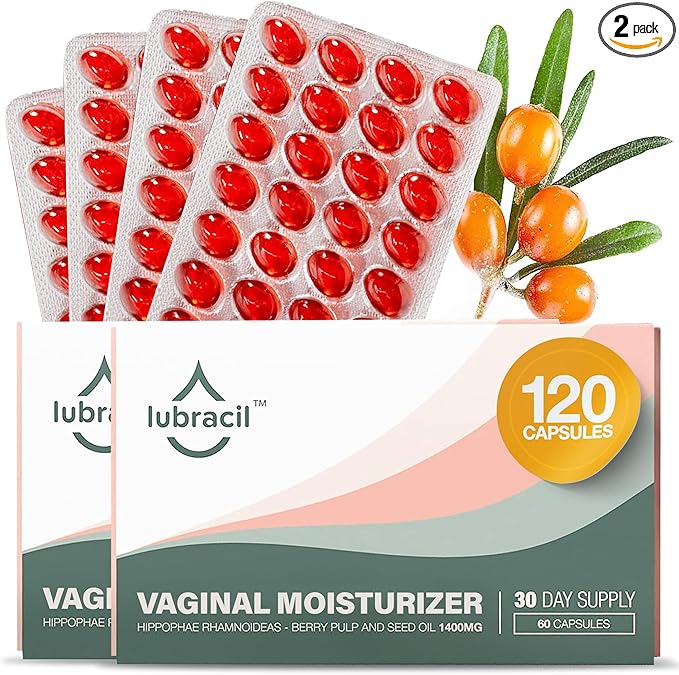 Lubracil Vaginal Moisturizer Pills for Dryness and Moisture – Sea Buckthorn Oil Omegas 6 7 &amp 9 Vitamins A &amp E – Nourishes Vaginal Wetness &amp Hydration for All Women – 60 Wet Pills 2 Pa