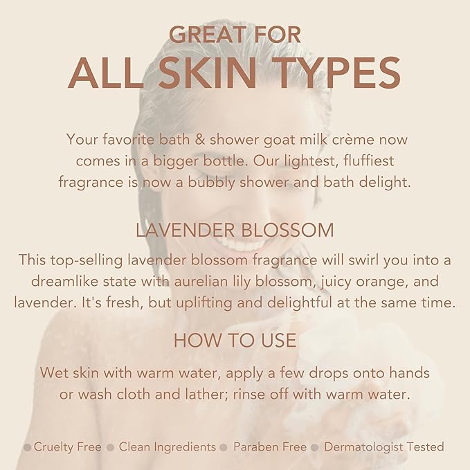 Dionis Goat Milk Bath Soap &amp Liquid Shower Crème Lavender Blossom 14.5oz (Pack of 1)