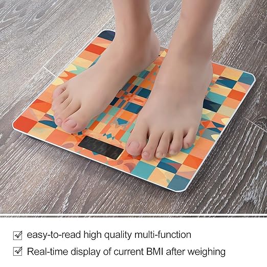 Light Colored Pattern Bathroom Scale for Body Weight Bathroom Weighing Scale with Backlit LCD Display Highly Accurate Measures Weight Up to 180kg