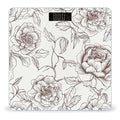 Line Floral Rose Flowers Design2 Scale for Body Weight High Precision Digital Weight Scales with LCD Display Anti-Slip Sturdy Slim Tempered Glass Bathroom Scale for Home Use