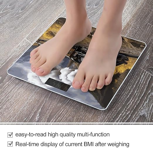 Digital Bathroom Scale for Body Weight Scale with Bright LCD Display High Accuracy Step-On Technology Auto On/Off Steam Locomotive Train Digital Scales 400 Lbs /180kg