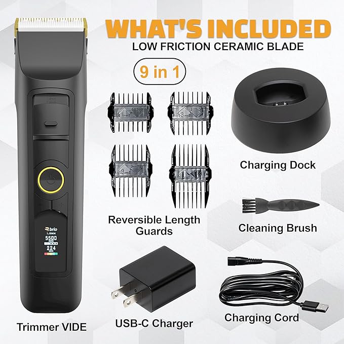 Brio Beardscape V2 Beard Trimmer for Men Professional with Low Friction Ceramic Blade Cordless Professional Hair Trimmer for Barbers with 4 Hrs of Long Battery Timing Ideal for Beard &amp Body (Bla