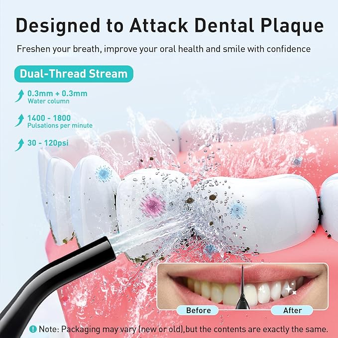 COSLUS Water Dental Flosser Teeth Pick &amp Sonic Electric Toothbrush for Adults and Kids for Sensitive Teeth Braces Travel &amp Home Use