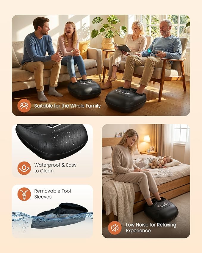 CILI 2026 Upgraded 4-in-1 Heated Foot Massager with Shiatsu Compression &amp Vibration Feet Massager Machine with Independent Controls Remote Control Deep Kneading Fits Big Feet 14 Men Women Gi