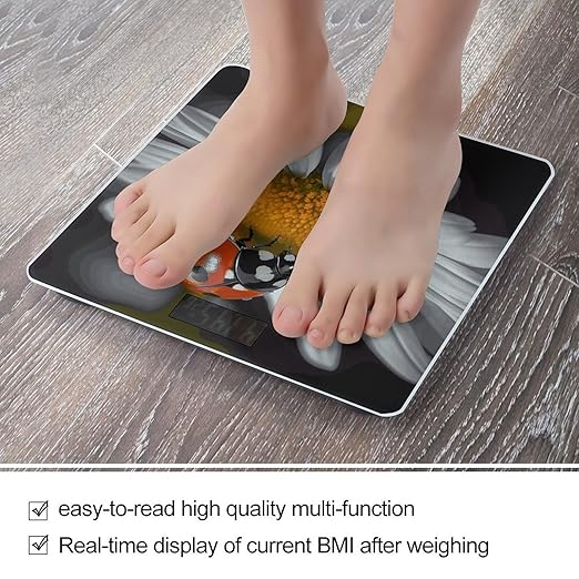 Ladybug Daisy Bathroom Scale Ultra-Bright Liquid Crystal Screen Weight Scale Accurate Bathroom Body Scales for Body Weight Bathroom Pet Home Bedroom Gift-Giving