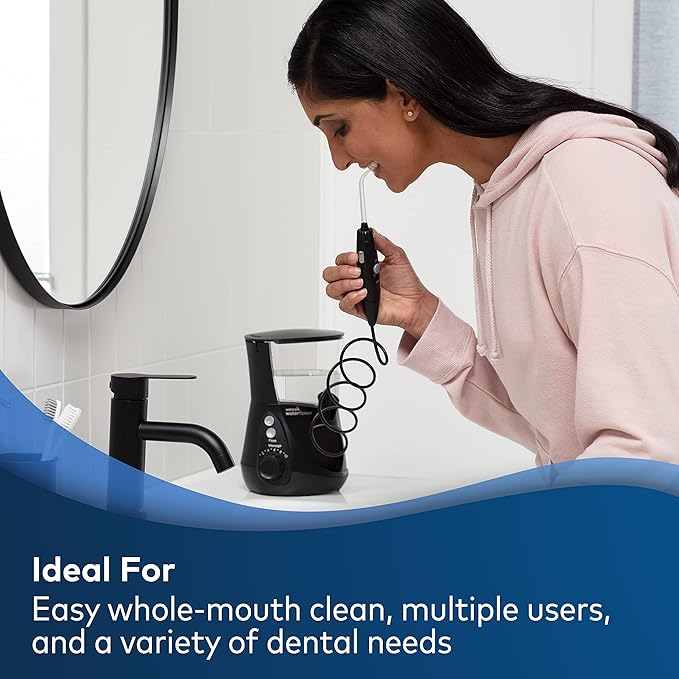 Waterpik Aquarius Water Flossers WP-662 Black and WP-660 White with 10 Pressure Settings 7 Tips ADA Accepted
