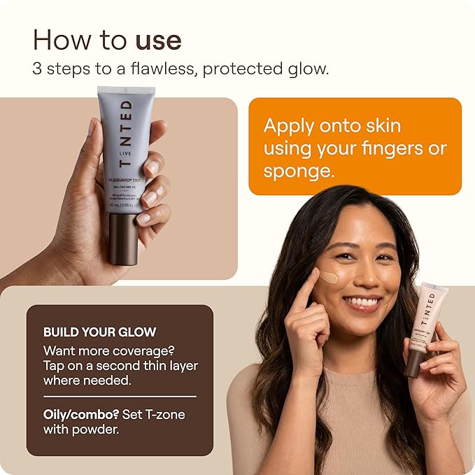 Live Tinted Hueguard Skin Tint SPF 50 - Tinted Mineral Sunscreen with Light-Medium Buildable Coverage With a Hydrating and Radiant Finish - Water and Sweat Resistant 1.35 fl oz - Shade 08