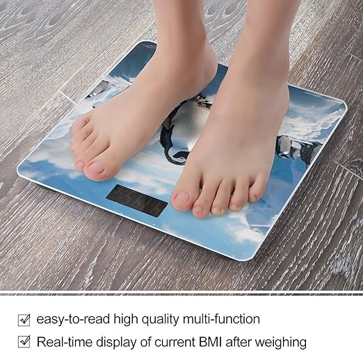 Penguins Bathroom Scale Large LCD Backlight Display Digital Scale Rounded Corners Body Scales Automatic Power On/Off Bathroom Scales for Home Bedrooms