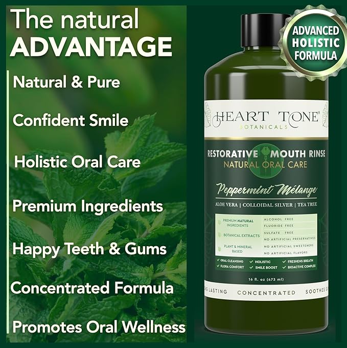 Nano Silver Mouthwash | All Natural | Adult Restorative Mouth Rinse | Aloe Vera Colloidal Silver &amp Tea Tree | Complete Oral Care &amp Fresh Breath | Fluoride GMO &amp Alcohol Free