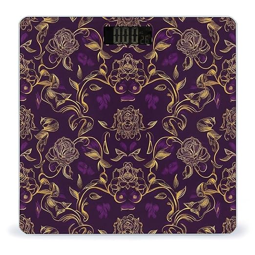 Men's Smart Scale for Body Weight Digital Bathroom Weighing Scale Automatic Switch Energy Saving Scale Floral Flowers Purple Gold Rose