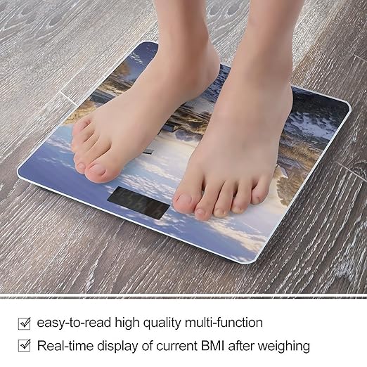 Landscape with A Traditional WindmillScale for Body Weight with LCD High Precision Weighing Scales Fashion Sturdy Tempered Glass Weight Scales Easy-to-Read Digital Bathroom Scale for Daily 400lb