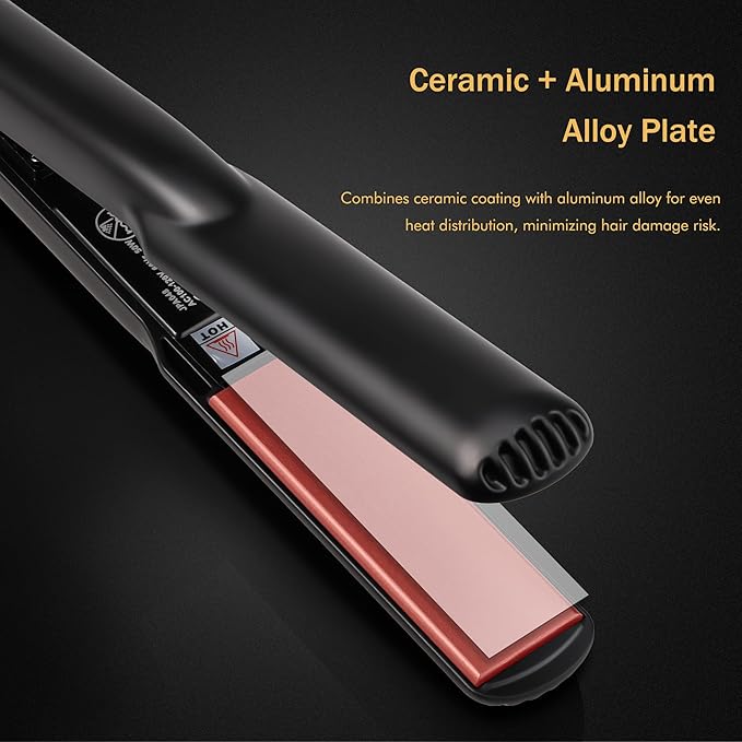 Eagle Fortress Flat Iron Hair Straightener for Women Hair Crimper 1 Inch with Ceramic Coating Digital Display 3 Temp Settings