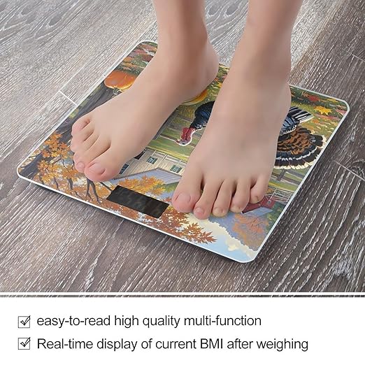 Pumpkin Autumn Leaves Scale for Body Weight Highly Accurate Digital Bathroom Body Scale Digital Bathroom Scales for People Anti-Slip Large LCD Display Smart Scales