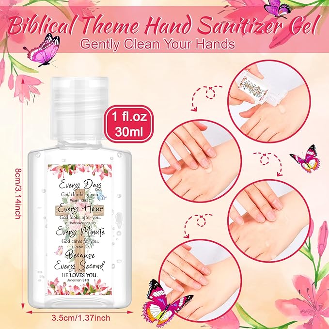 Gejoy 72 Pack Christian Hand Sanitizers Bible Verse Mini Hand Sanitizers Bulk Travel Size Religious Gifts Christian Party Favors for Church Prayer Women Mom Pastor Holiday Christmas Stocking Stuffers