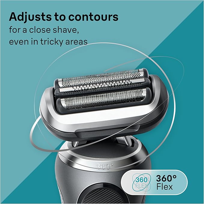 Braun Electric Shaver for Men Series 7 7127cs Wet &amp Dry Shave Turbo &amp Gentle Shaving Modes Waterproof Foil Shaver Engineered in Germany with Beard Trimmer Charging Stand Space Grey