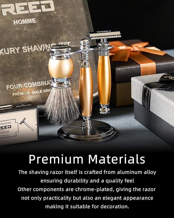 FREED customized gifts Engraving Luxury Men's Safety Razor set Aluminum Alloy Material incloud 120 Japanese Stainless Steel BladesIt's the best gift for men fathersor birthdays.