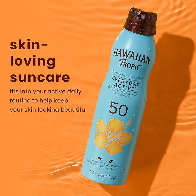 Hawaiian Tropic Everyday Active Spray Sunscreen SPF 50 &amp SPF 30 Twin Packs 6oz Clear Continuous Sunscreens