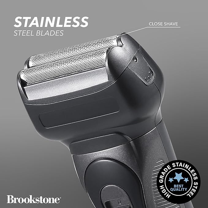 Brookstone - Electric Razor for Men Foil Shaver Precision Foil Blades Comfortable Close Shave Professional Quality (Black)