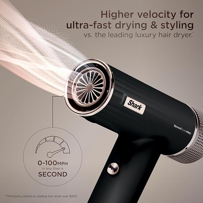 Shark SpeedStyle Pro Professional Performance High-Velocity Hair Dryer System with Scalp Shield and IQ Speed Styling &amp Drying Suite Curly and Coily Hair Lightweight Ionic No Heat Damage HD732