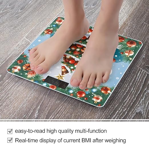 Red Christmas Tree Scale for Body Weight Digital Bathroom Scale Toughened Glass High Precision Scales for Body Weight with Large LCD Backlight Display Weight Scales